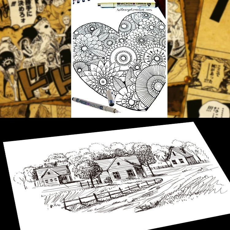 2 PCS Archival Pigment Ink Drawing Fineliner Pens Nib Manga Micron Pen, 0.5mm, 0.25mm, 0.3mm, 0.35mm, 0.45mm