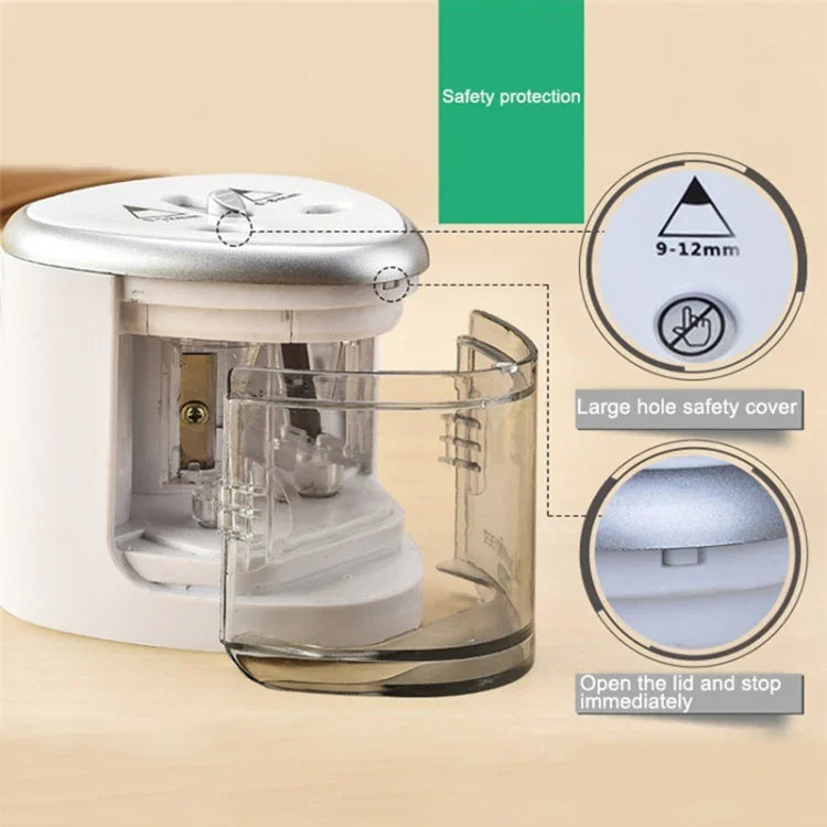 Office School Stationery Battery Operated Dual Slots Electric Colored Pencil Sharpener, Random Color Delivery, Dual Slots Electric Sharpener