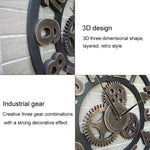 Retro Wooden Round Single-sided Gear Clock Rome Number Wall Clock, Diameter: 35cm, Rome Number 35cm, Rome Number  35cm