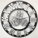 Retro Wooden Round Single-sided Gear Clock Rome Number Wall Clock, Diameter: 70cm, Rome Number 70cm, Rome Number  70cm