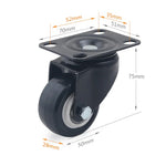 2 PCS 2 inch Furniture Cabinet Coffee Table Silent Universal Wheel, 2 inch Universal Wheel