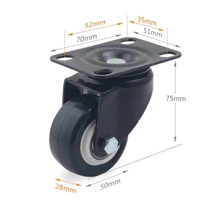2 PCS 2 inch Furniture Cabinet Coffee Table Silent Universal Wheel, 2 inch Universal Wheel