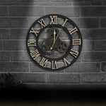 Originality American Industrial Style Wood Vintage Old Gear Wall Clock, Diameter: 50cm, Rome Number 50cm, Rome Number  50cm