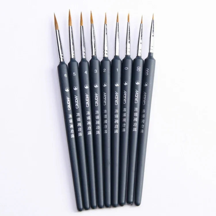 9 in 1 Art Supplies Weasel Hair Brush Watercolor Hook Line Brush Depict the Edge Pen Oil Painting Pen, Oil Painting Pen
