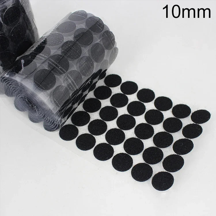 1000 PCS 10mm Round Nylon Adhesive Hook and Loop Fastener, 10mm (Black), 10mm (White)