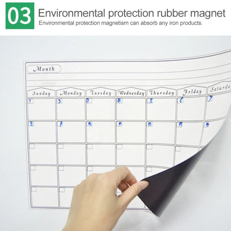 Magnetic Weekly Plan Refrigerator Magnet PET Magnetic Soft Whiteboard, Size: 29.7cm x 42cm, Weekly Plan