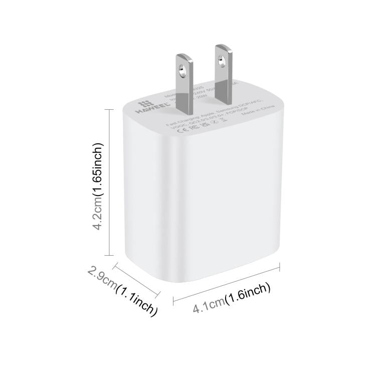 HAWEEL 20W Dual-Port Fast Charger Adapter, US Plug, Dual-Port Charger US Plug