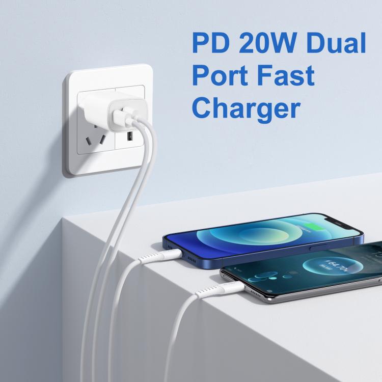 HAWEEL 20W Dual-Port Fast Charger Adapter, EU Plug, Dual-Port Charger EU Plug