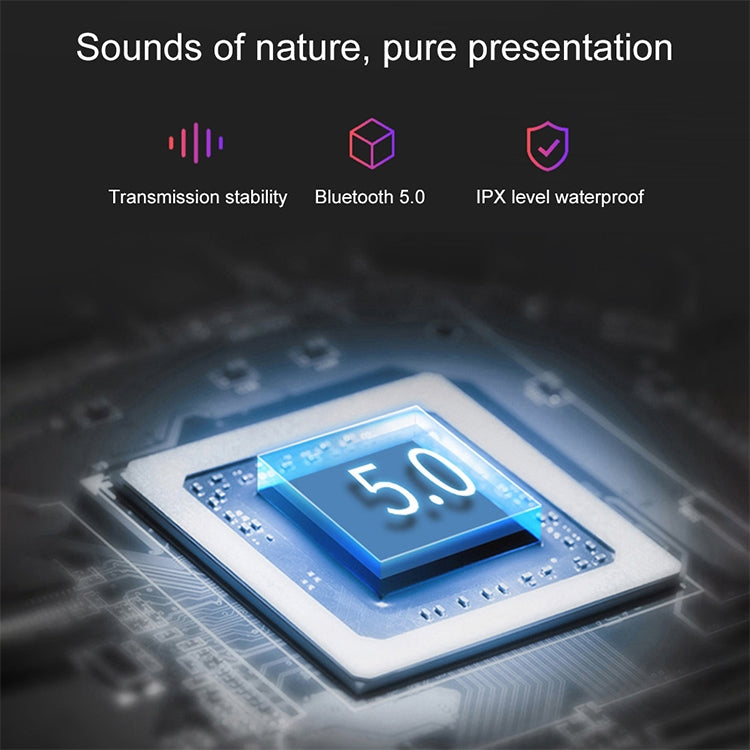 DT-4 IPX Waterproof Bluetooth 5.0 Wireless Bluetooth Earphone with 350mAh Magnetic Charging Box, Support for Calling, DT-4