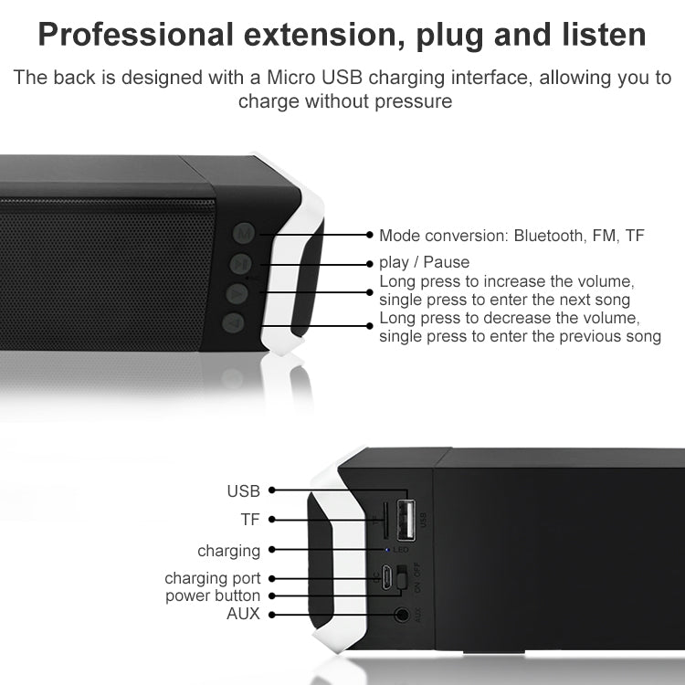 NewRixing NR-2017 Portable Bluetooth Speaker, Support Hands-free Call / TF Card / FM / U Disk