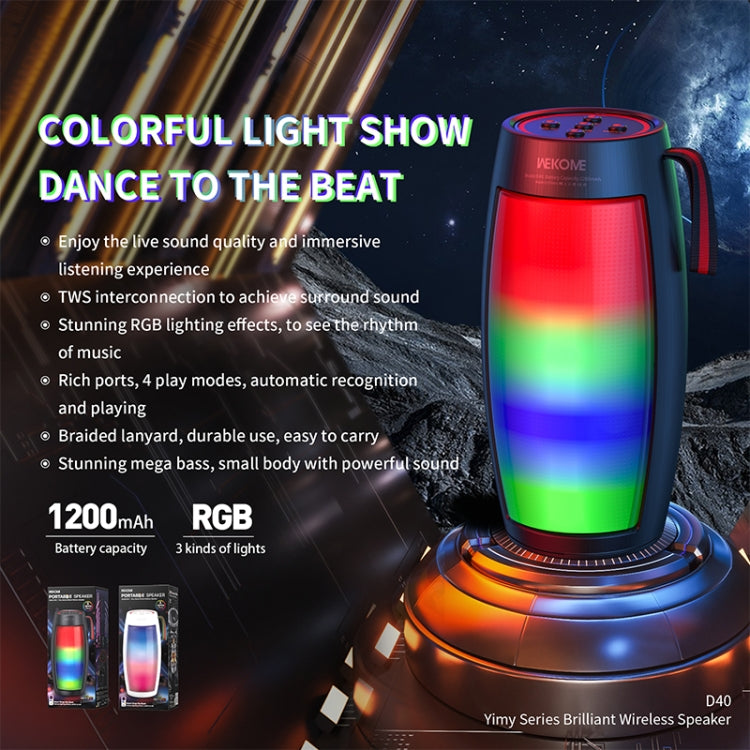 WEKOME D40 5W Sound Pulse Colorful Bluetooth Speaker, D40 (White), D40 (Black)