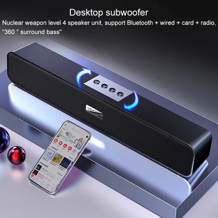 YINDIAO A36 Bluetooth 5.0 Smart Subwoofer Computer Wireless Bluetooth Speaker, Bluetooth Upgrade Version, Bluetooth Upgrade Version(Black)