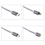 1.05m 8 Pin + Micro USB + USB-C / Type-C to USB Weave Data Sync Charging Cable with LED Indicator