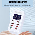 A8 50W 8 Ports USB + QC3.0 Smart Charging Station with Digital Display AC100-240V, AU Plug, A8 AU Plug