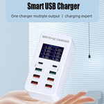 A8T 60W 8 Ports USB + QC3.0 + PD Type-C Smart Charging Station with Digital Display AC100-240V, UK Plug, A8T UK Plug