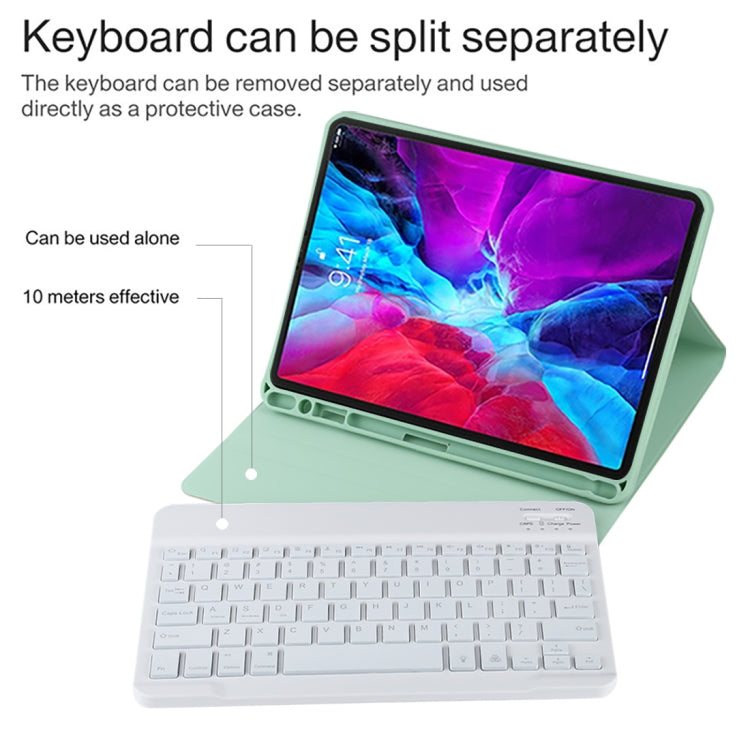 TG11BS Detachable Bluetooth White Keyboard Microfiber Leather Tablet Case for iPad Pro 11 inch (2020), with Backlight & Pen Slot & Holder, White Keyboard