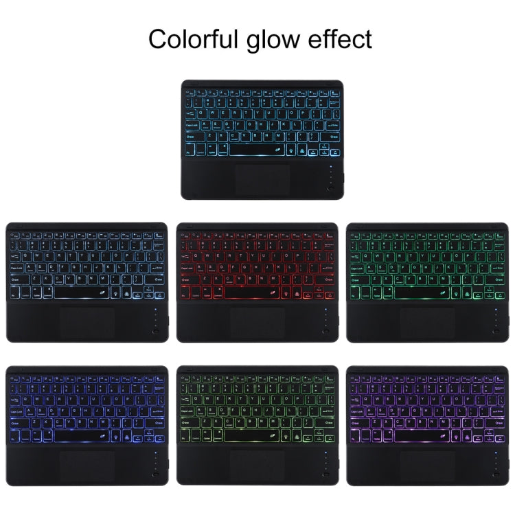 TG-102BCS Detachable Bluetooth Black Keyboard + Microfiber Leather Tablet Case for iPad 10.2 inch / iPad Air (2019), with Touch Pad & Backlight & Pen Slot & Holder, Black Keyboard