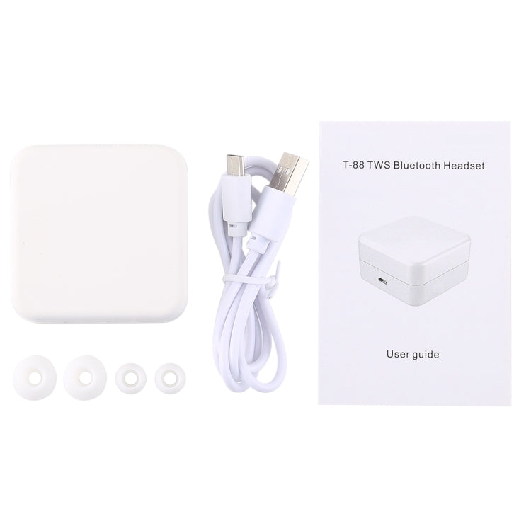 T-88 TWS Bluetooth V5.0 Wireless Stereo Earphones with Magnetic Charging Box