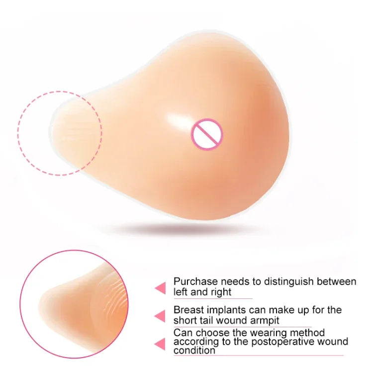 AS3 Spiral Shape Postoperative Rehabilitation Fake Breasts Silicone Breast Pad Nipple Cover 260g/Left, 260g/Left
