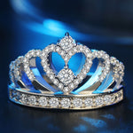 Princess Queen Crown-shaped Platinum Plated Zircon Ring, US Size: 9, Diameter: 18.9mm, Perimeter: 59.5mm, 9