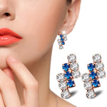 1 Pair Of 18 k Gold Irregular Geometrical Sterling Silver Crystal Stud Earring For Women, 21*9 mm, Red, Blue