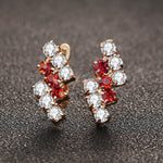 1 Pair Of 18 k Gold Irregular Geometrical Sterling Silver Crystal Stud Earring For Women, 21*9 mm, Red, Blue