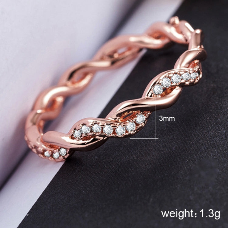 Simple Stylish Ladies Full Rhinestone Twist Modelling Ring(US Size:6), US Size:6