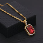 Hip Hop Mini Rhinestone Colorful Pendant Twist Gold Chain Necklace for Men, JEWE0309AA, JEWE0309AB, JEWE0309AC, JEWE0309AD