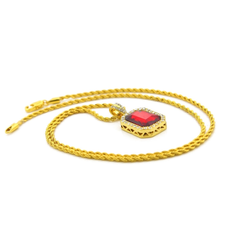 Hip Hop Mini Rhinestone Colorful Pendant Twist Gold Chain Necklace for Men, JEWE0309AA, JEWE0309AB, JEWE0309AC, JEWE0309AD