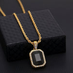 Hip Hop Mini Rhinestone Colorful Pendant Twist Gold Chain Necklace for Men, JEWE0309AA, JEWE0309AB, JEWE0309AC, JEWE0309AD