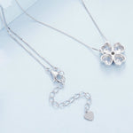 BSN334 Sterling Silver S925 White Gold Plated Lucky Clover Pendant Necklace, BSN334