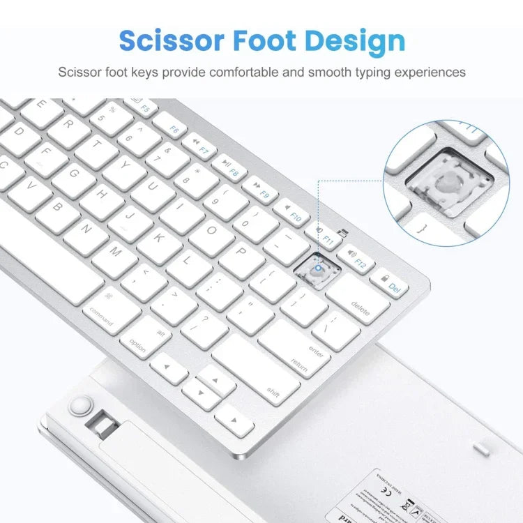 WB-8022 Ultra-thin Wireless Bluetooth Keyboard for iPad, Samsung, Huawei, Xiaomi, Tablet PCs or Smartphones, French Keys, French Keys