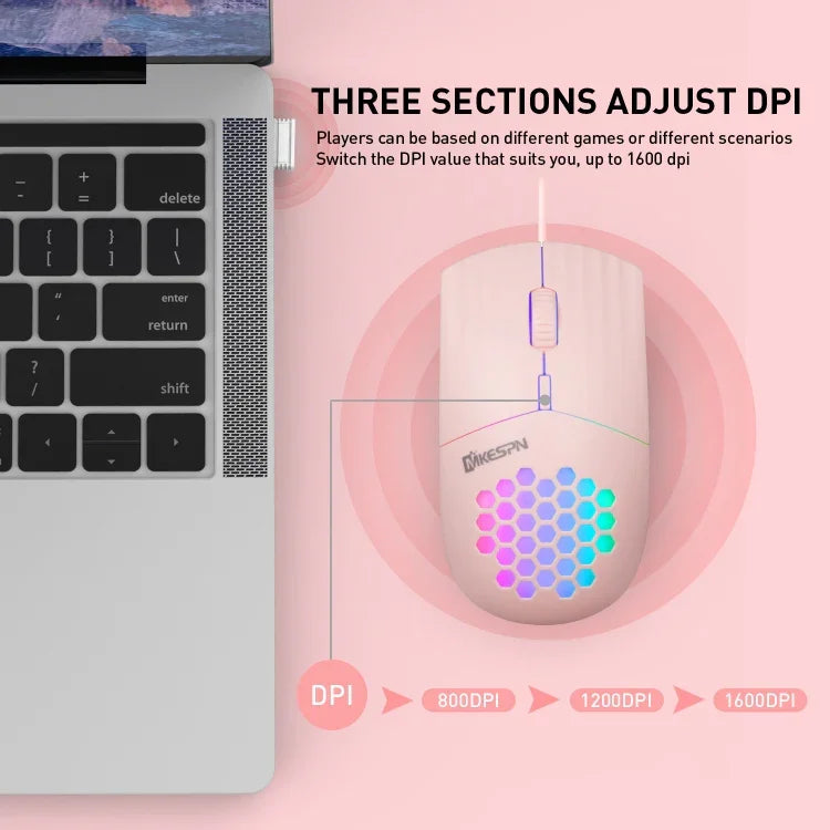MKESPN SXS-838 USB Interface RGB Hollow Wired Mouse, USB
