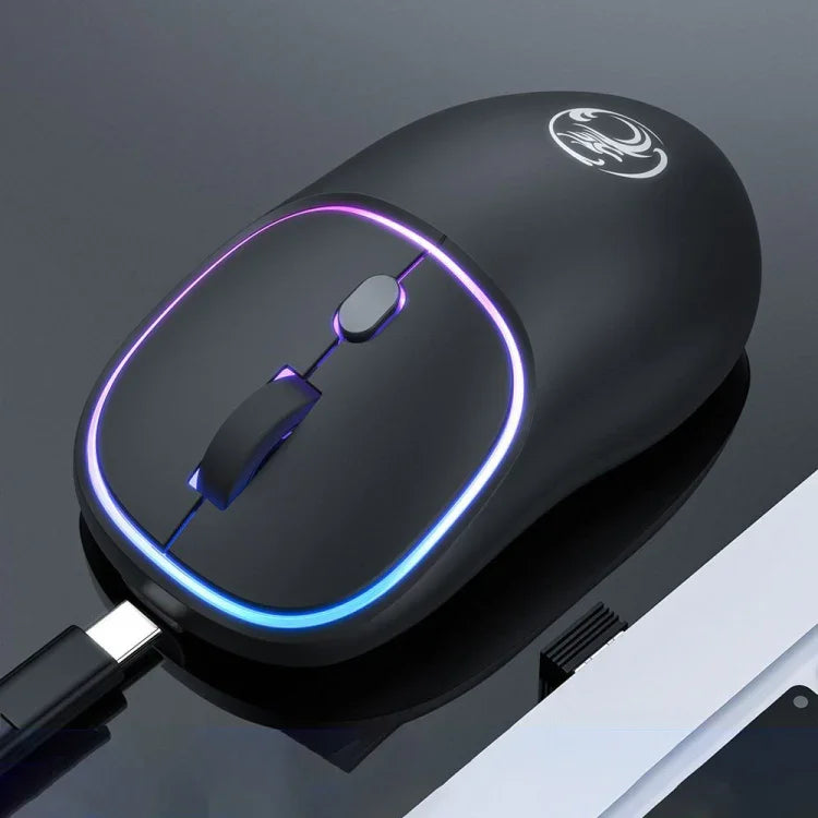 iMICE W-618 Rechargeable 4 Buttons 1600 DPI 2.4GHz Bluetooth Silent Wireless Mouse for Computer PC Laptop, W-618 2.4GHz & Bluetooth