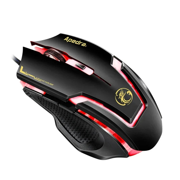 Apedra iMICE A9 High Precision Gaming Mouse LED four color controlled breathing light USB 6 Buttons 3200 DPI Wired Optical Gaming Mouse for Computer PC Laptop, iMICE A9