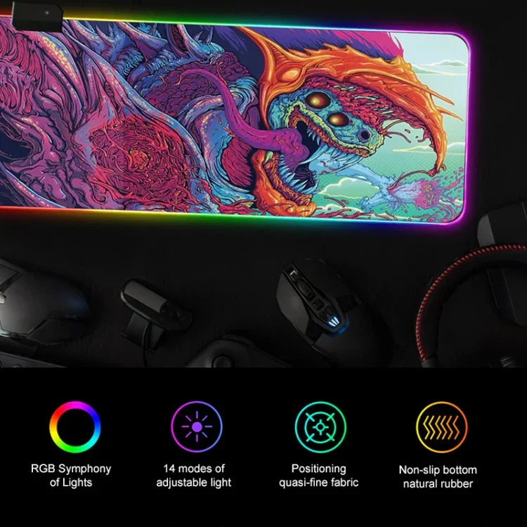 Computer Monster Pattern Illuminated Mouse Pad, Size: 90 x 40 x 0.4cm, 90 x 40 x 0.4cm
