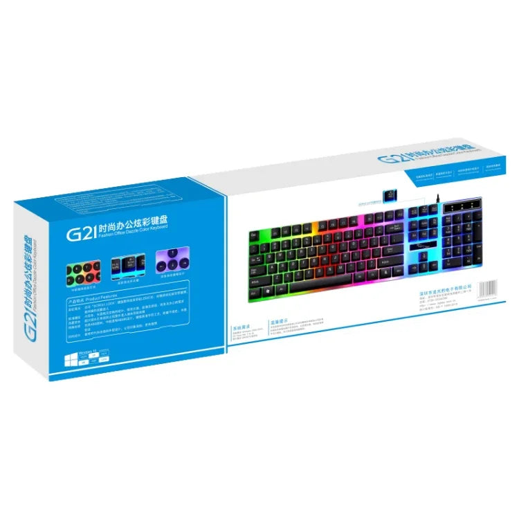 Chasing Leopard G21 USB 104-keys Waterproof Floating Round Punk Keycap Colorful Backlight Mechanical Feel Wired Keyboard, Length: 1.3m