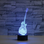 Guitar Shape 3D Colorful LED Vision Light Table Lamp, USB Touch Version, USB Touch Version