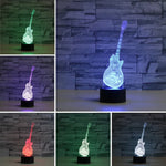 Guitar Shape 3D Colorful LED Vision Light Table Lamp, USB Touch Version, USB Touch Version