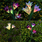 Simulated Lily Flower 4 Heads Solar Powered Outdoor IP55 Waterproof LED Decorative Lawn Lamp, White Light, White Light