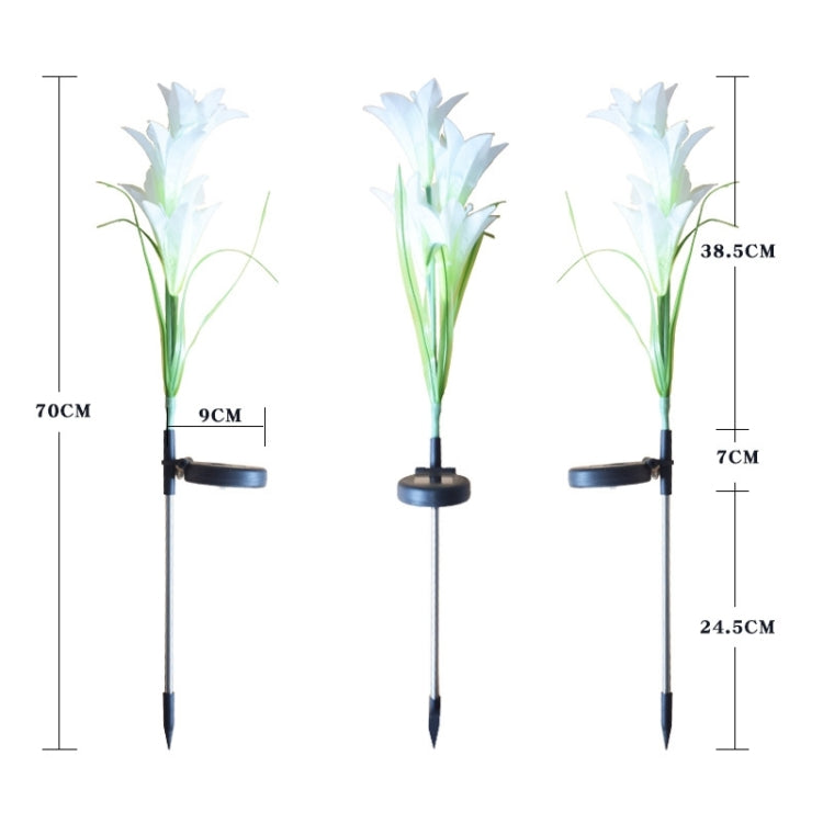 Simulated Lily Flower 4 Heads Solar Powered Outdoor IP55 Waterproof LED Decorative Lawn Lamp, White Light, White Light
