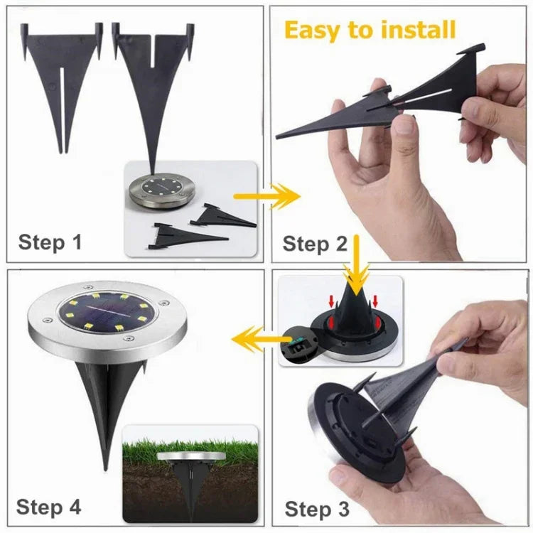 2 PCS 12 LEDs Solar Powered Buried Light Under Ground Lamp IP65 Waterproof Outdoor Garden Street Light, 12 LEDs