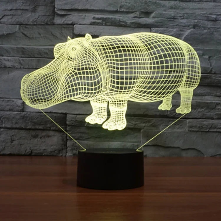 7 Color Discoloration Creative Visual Stereo Lamp Desk Lamp Night Light, Rhino Style