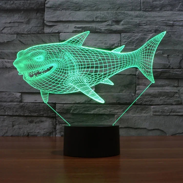 7 Color Discoloration Creative Visual Stereo Lamp Desk Lamp Night Light, Side Face Shark Style