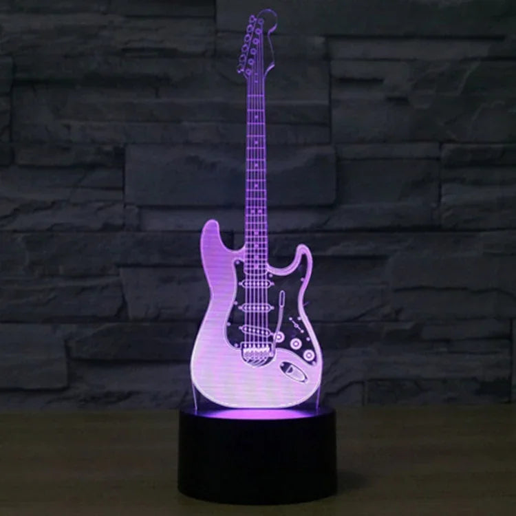 7 Color Discoloration Creative Visual Stereo Lamp Desk Lamp Night Light, Electric Guitar Shape