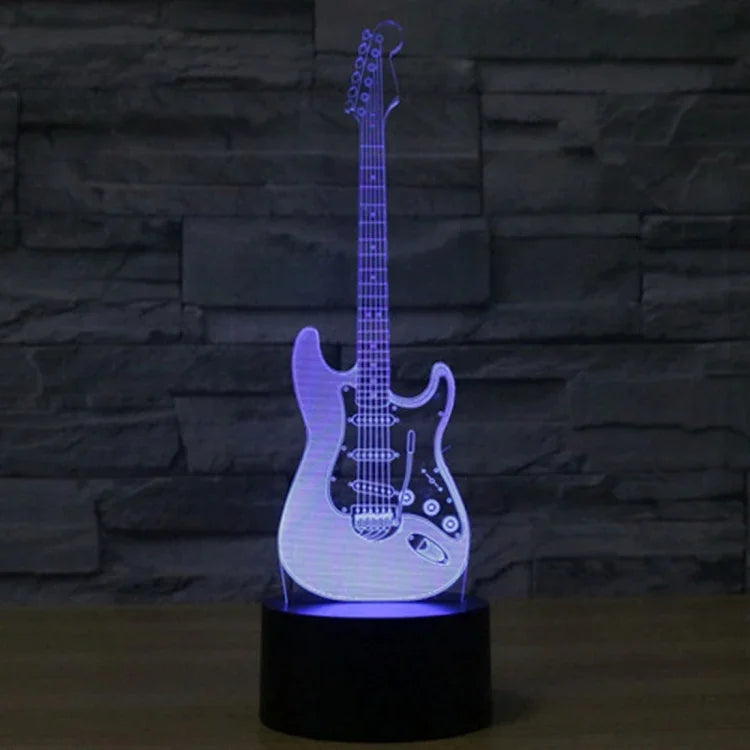 7 Color Discoloration Creative Visual Stereo Lamp Desk Lamp Night Light, Electric Guitar Shape