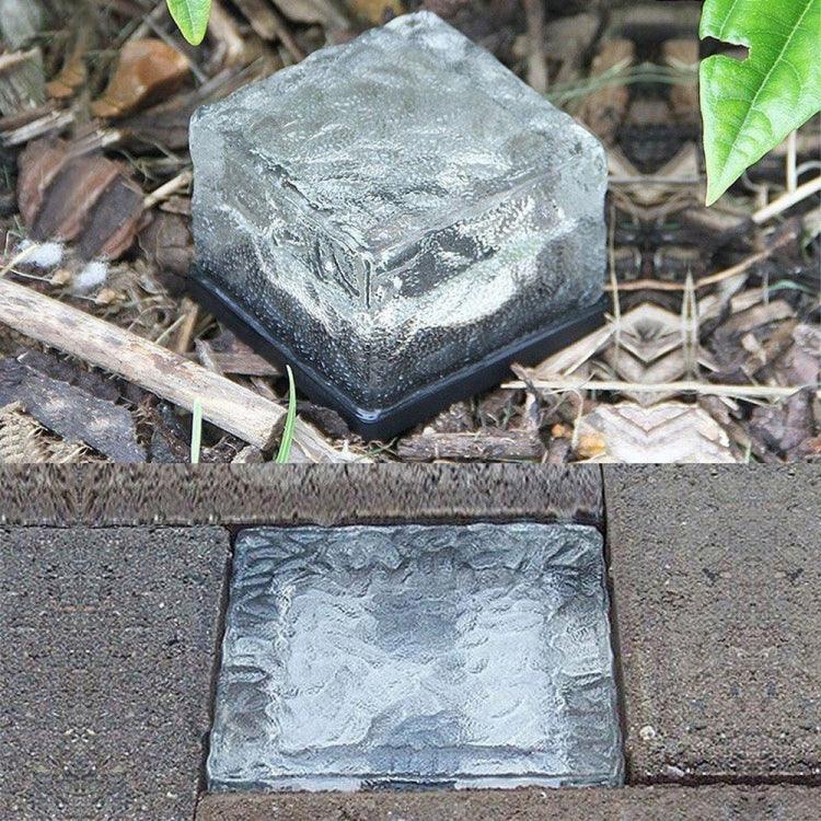 Solar Powered Square Tempered Glass Outdoor LED Buried Light Garden Decoration Lamp IP55 Waterproof，Size: 7 x 7 x 5cm, 7 x 7 x 5cm