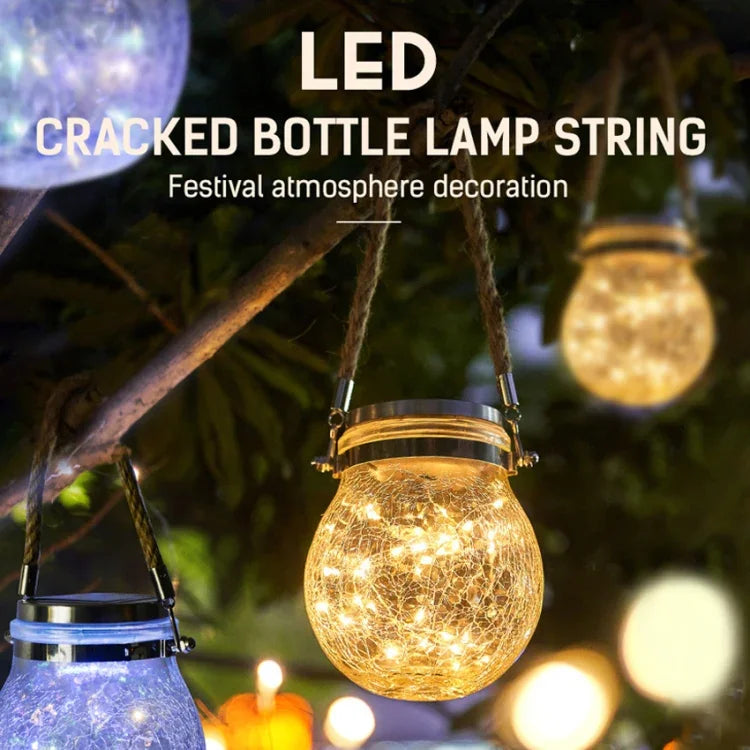Solar Energy Glass Bottle Pendent Lamp IP55 Waterproof Outdoor Garden Decoration Light, Warm White Light