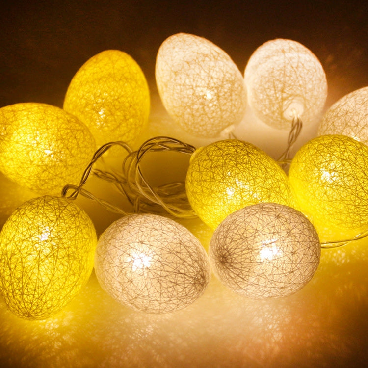 Battery Powered 1.8m 10 LEDs Cotton Thread Colour Egg Lamp String Easter Holiday Party Household Decorative Light, 1.8m(Battery Powered)
