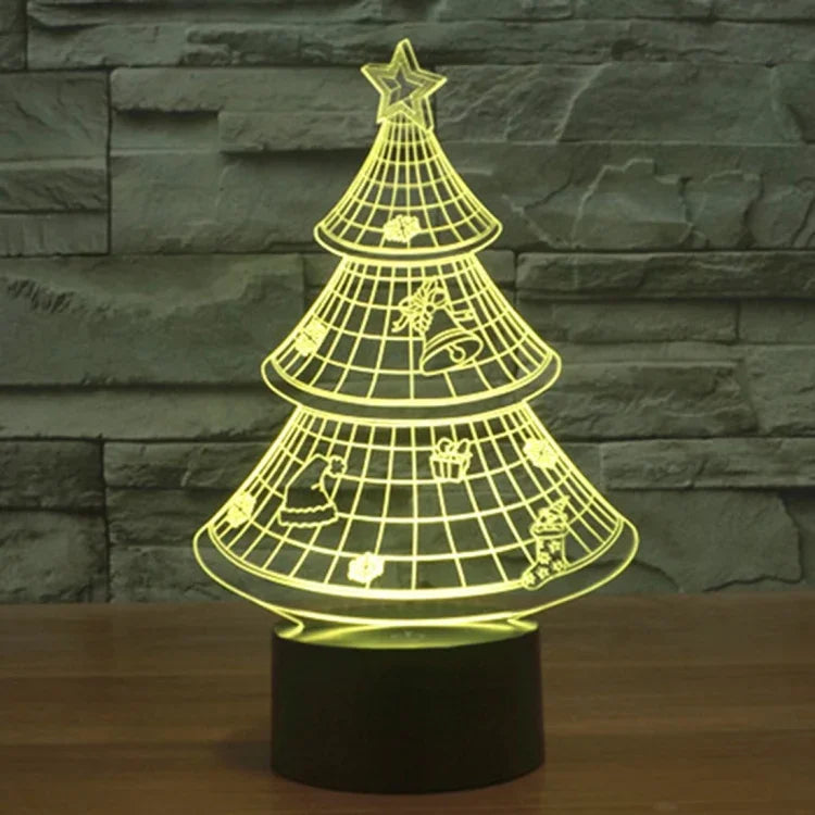7 Color Discoloration Creative Visual Stereo Lamp Desk Lamp Night Light, Christmas Tree Style
